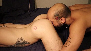Shoving his filthy underwear on my face while he fucks me bareback