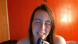 Brunette Girl Plays with Dildo