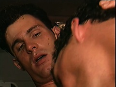 Two hunky guys exchange oral pleasures and fuck hard in the garage