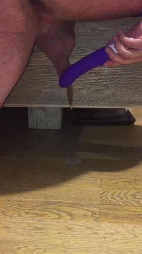 Milking Out Two Ruined Orgasms Using My Roommate's Vibrator with Lots of Loud Moaning