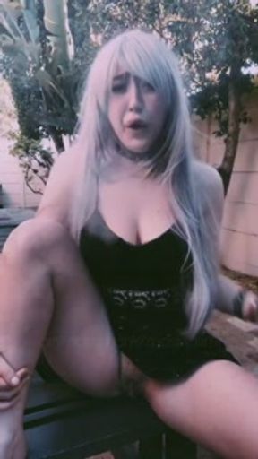 horny alternative girl smoker shows her pussy  (fetish)