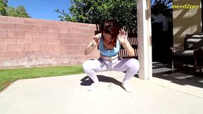 blake jones pissing her yoga pants while squatting