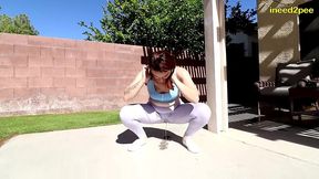 blake jones pissing her yoga pants while squatting