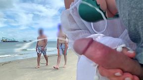 MILF plays with huge cock in public - CLOSEUP
