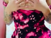 hot stoner chick smokes with tits out