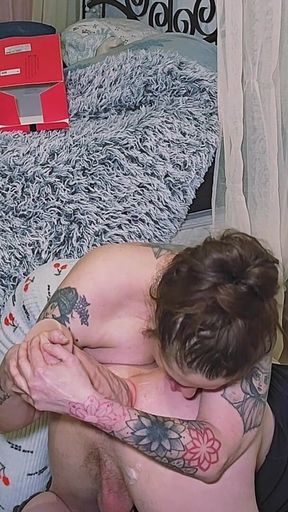 Tatianal, with Her Enormous Breasts, Destroys the Ass of a Submissive Guy with a Giant Dildo.
