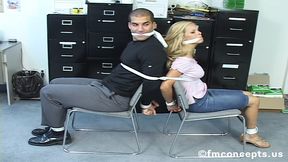 Cleave Gagged Office Mates Miles And Jamie Ann Martin Are Chair Bound Back To Back!
