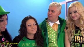Fuck A Fan - Jennifer White Triple cum swaps Aaron's sperm w Charity &amp; Charlyse on St Patrick's Day