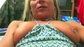 Blonde Uses Thick Dildo on Dripping Wet Pussy