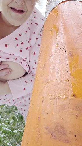 In the Snow She Dont Care in the Woods Naked No Underwear