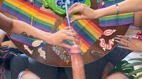 Two sultry nymphs service an inexperienced director in dual handjob escapade with copious cumming and orgasmic climaxes