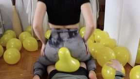 50 balloons s2p on dick masturbating