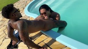 Nathalia Fontes wrecked by thick trans cock pounding busty blonde mouth
