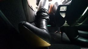 Driving Volvo XC90 in Leather High Heel Boots