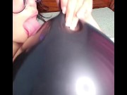 I play sensually with this black balloon and pop it (full video on C4S / MV / OF / Membersite)