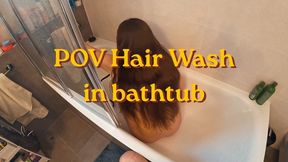 POV HAIR WASH in BATHTUB + Head Massage, Shampoo Lather, Conditioning, Backwards Wash, Hair Brushing