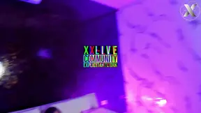 Black Dildo Against Her White Pussy