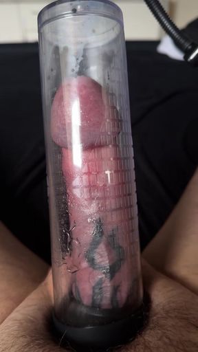 Nice plump penis thanks to the pump