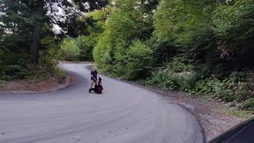 Watch Me Gag on Big Fat Cock in the Middle of the Day on the Road, He Cums so Fast!