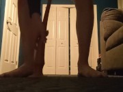 Finally taking a 11.8 inch Huge Buttplug while in Chastity.