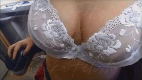 Several bras on my beautiful boobs. Nipples at the end:)