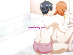 Big cock teenager washes and fucks his eager young MILF wife right on the slippery bathroom floor