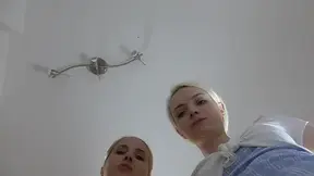Drone Films Two Blonde Lesbians Teasing in Lingerie