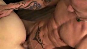 German amateur inked guy fucks his BFs asshole at home