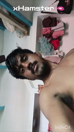 A lonely man is masturbating at home