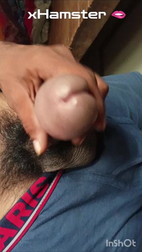 A lonely man is masturbating at home