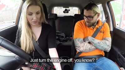 Blonde with BIG NATURAL boobs fucks an imposter - Fake Driving School