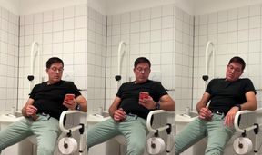 Jerking off in a public restroom at the medical building. Unedited