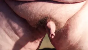 Thick Guy Jerks Off Small Cock While Standing Up