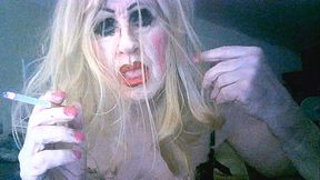 Old fuckpig whore Sarah'_s been well and truly fucked - she smokes and relaxes after a visit to the dogging site