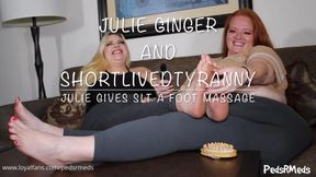 Julie Ginger and ShortLivedTyranny Julie Gives SLT a Foot Massage