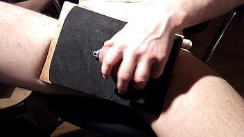 Self-ballbusting with bonger, hand and wooden bat