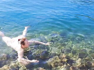 Nice-looking Amateur Naturist: Outdoor Stretching & Undressed Swimming Art