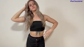 pantyhose clad couple’s kinky fuck and piss play