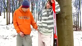 A Boy Sucks His Friend On The Ski Hill