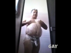 Daddy having shower