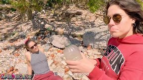 threesome ,two sluts thirsty for yellow piss, drink more than 3 liters in public, argentinian national park!!