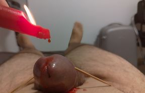 Hot wax on cock and balls