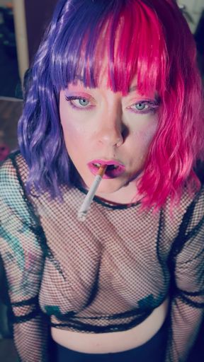 A Pretty In Pink Princess, Tina Snua, Chain Smokes 2 Cigarettes With Match Light Ups - Smoking Smoker