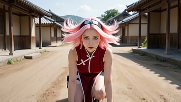 Sakura Haruno Konoha Slut: Naruto Stretches Waifu Holes (AI)