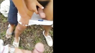 3 Asian boys having fun in woods (1'03'') 2