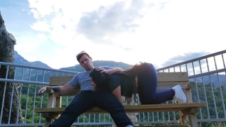 Public blowjob at mountain
