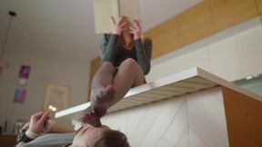 Man Under Librarian Rose On Counter Top - Graphite Pantyhose