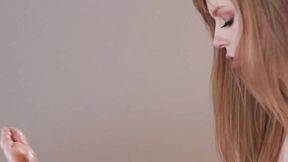 ”Tall blonde gets her legs & unshaved beaver massaged well”