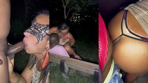 hotwife que adora dogging voltou ao pasmado: deu no pelo e acabou com duas gozadas na bucetinha e uma na boca