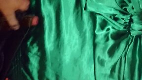 Fucking and Cumming on green Satin top